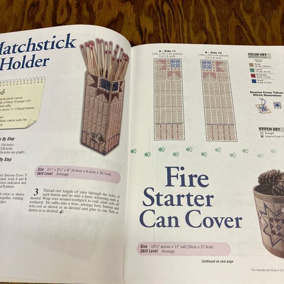 Fireside Decor 7 Plastic Canvas Patterns Pam Bull 2002 Rustic Americana Look - Picture 4 of 4